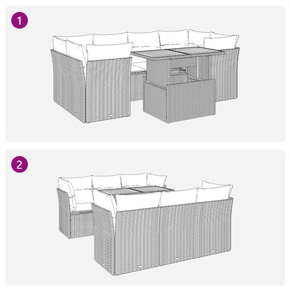 Set Divani da Giardino 7 pz con Cuscini Grigio in Polyrattan | homemem39