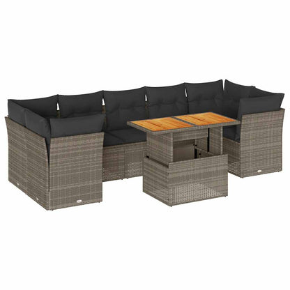 Set Divano da Giardino 8 pz con Cuscini Grigio in Polyrattan | homemem39