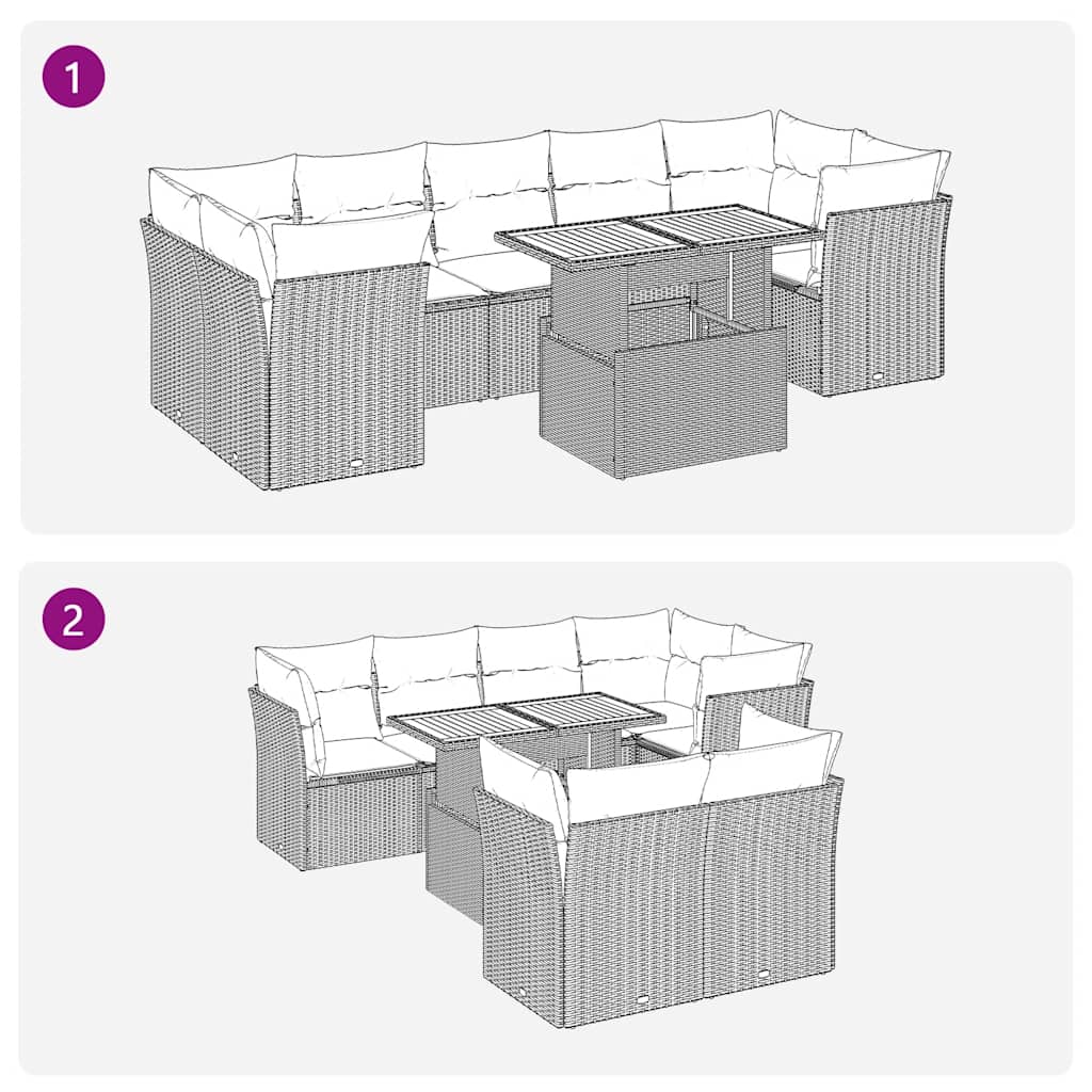 Set Divano da Giardino 8 pz con Cuscini Grigio in Polyrattan | homemem39