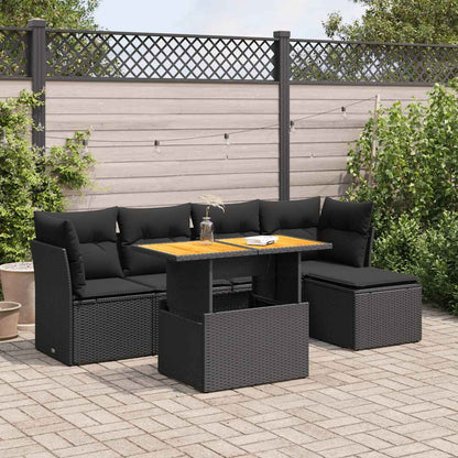 Set Divano da Giardino 6 pz con Cuscini Nero in Polyrattan | homemem39