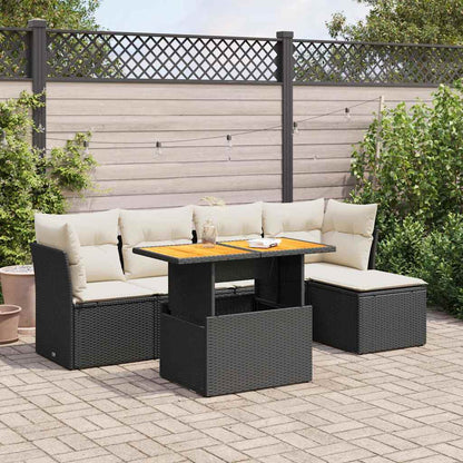 Set Divano da Giardino 6 pz con Cuscini Nero in Polyrattan | homemem39