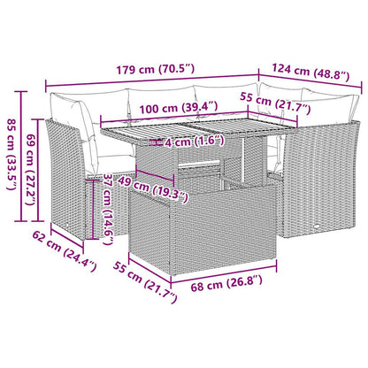 Set Divani da Giardino 5 pz con Cuscini in Polyrattan Nero | homemem39