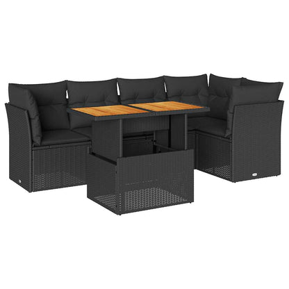 Set Divano da Giardino 6 pz con Cuscini Nero in Polyrattan | homemem39