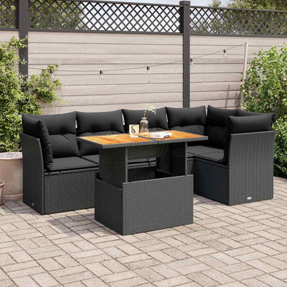 Set Divano da Giardino 6 pz con Cuscini Nero in Polyrattan | homemem39