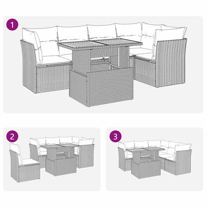 Set Divano da Giardino 6 pz con Cuscini Nero in Polyrattan | homemem39