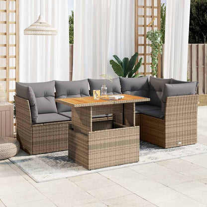 Set Divano da Giardino 6 pz con Cuscini Beige in Polyrattan | homemem39