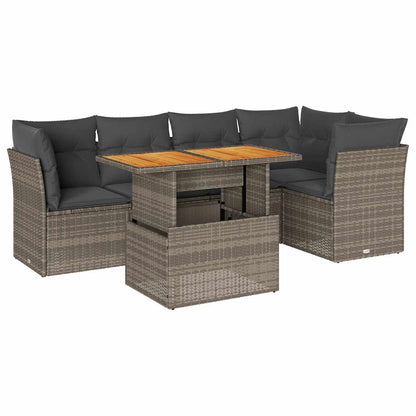 Set Divano da Giardino 6 pz con Cuscini Grigio in Polyrattan