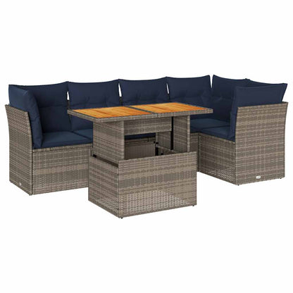 Set Divano da Giardino 6 pz con Cuscini Grigio in Polyrattan | homemem39