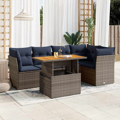 Set Divano da Giardino 6 pz con Cuscini Grigio in Polyrattan | homemem39