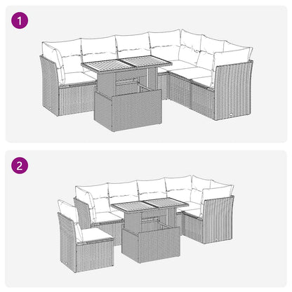 Set Divani da Giardino con Cuscini 7pz Nero Polyrattan | homemem39