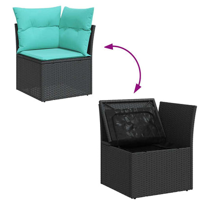 Set Divani da Giardino con Cuscini 7pz Nero Polyrattan