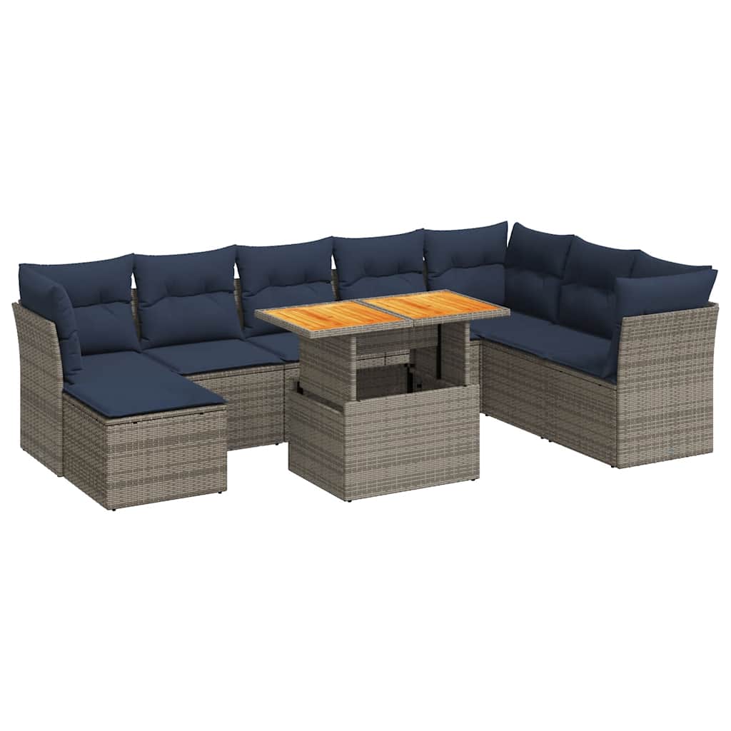 Set Divano da Giardino 6 pz con Cuscini Grigio in Polyrattan | homemem39