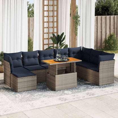 Set Divano da Giardino 6 pz con Cuscini Grigio in Polyrattan