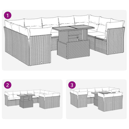 Set Divano da Giardino 10 pz con Cuscini Grigio in Polyrattan | homemem39