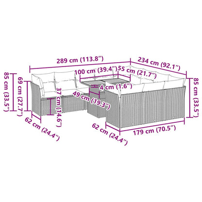 Set Divani da Giardino 11 pz con Cuscini Beige in Polyrattan | homemem39