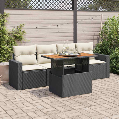Set Divani da Giardino 5 pz con Cuscini in Polyrattan Nero | homemem39