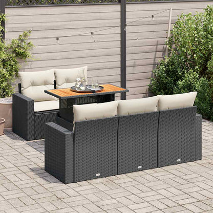 Set Divano da Giardino 6 pz con Cuscini Nero in Polyrattan | homemem39
