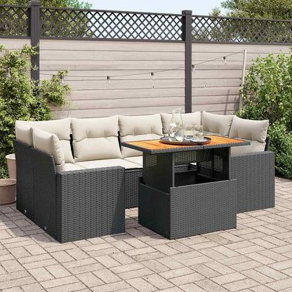 Set Divani da Giardino con Cuscini 7pz Nero Polyrattan | homemem39