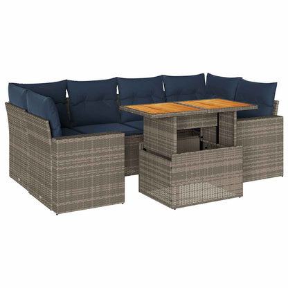 Set Divani da Giardino 7 pz con Cuscini Grigio in Polyrattan | homemem39