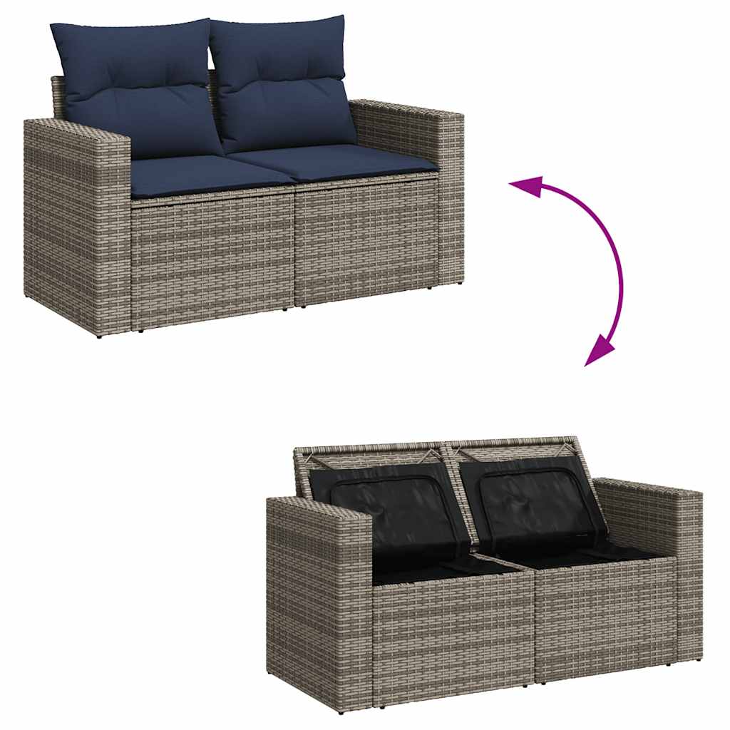 Set Divani da Giardino 7 pz con Cuscini Grigio in Polyrattan | homemem39
