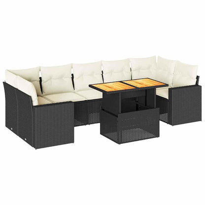 Set Divani da Giardino con Cuscini 8 pz Nero in Polyrattan | homemem39