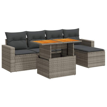 Set Divano da Giardino 6 pz con Cuscini Grigio in Polyrattan | homemem39