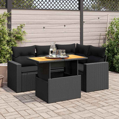 Set Divani da Giardino 5 pz con Cuscini in Polyrattan Nero | homemem39