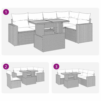 Set Divano da Giardino 6 pz con Cuscini Nero in Polyrattan | homemem39