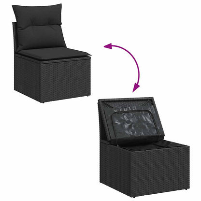Set Divani da Giardino 9 pz con Cuscini Nero in Polyrattan - homemem39