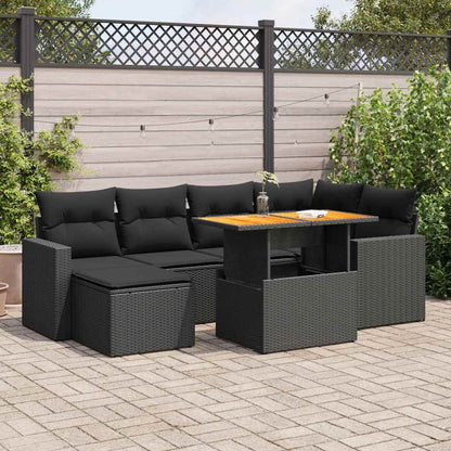 Set Divani da Giardino con Cuscini 7pz Nero Polyrattan | homemem39