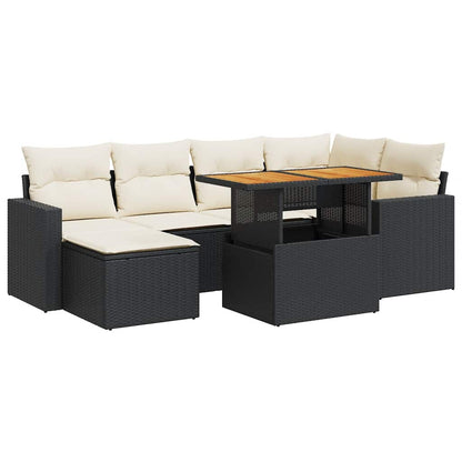 Set Divani da Giardino con Cuscini 7pz Nero Polyrattan | homemem39