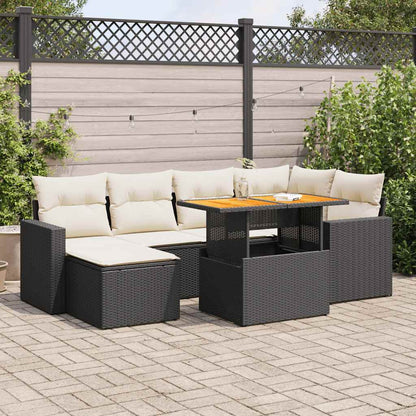 Set Divani da Giardino con Cuscini 7pz Nero Polyrattan | homemem39