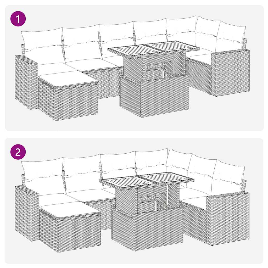 Set Divano da Giardino 8 pz con Cuscini Beige in Polyrattan | homemem39