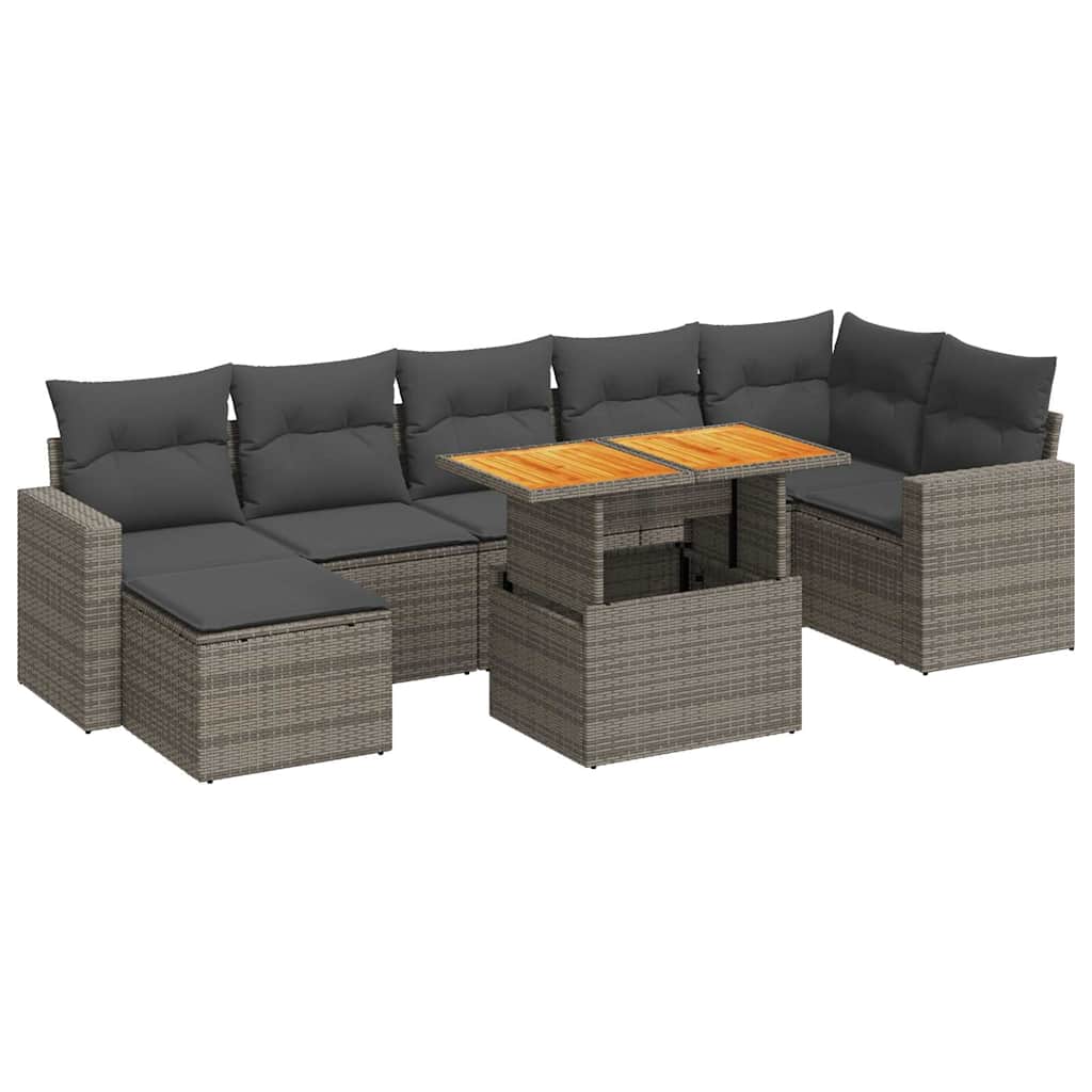 Set Divano da Giardino 8 pz con Cuscini Grigio in Polyrattan | homemem39