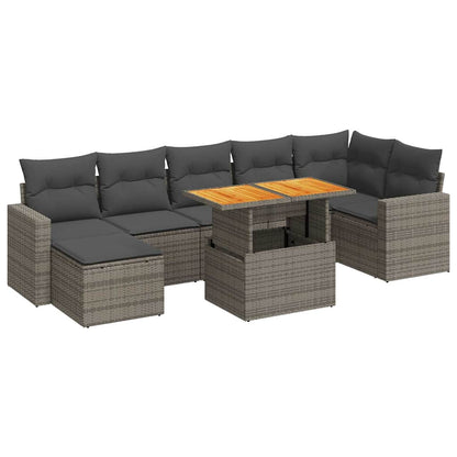 Set Divano da Giardino 8 pz con Cuscini Grigio in Polyrattan | homemem39
