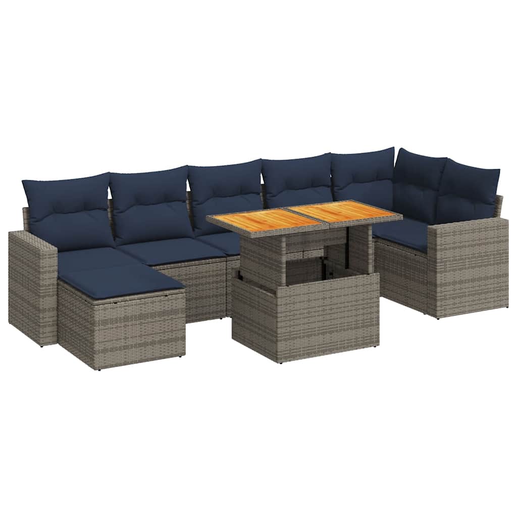 Set Divano da Giardino 8 pz con Cuscini Grigio in Polyrattan | homemem39