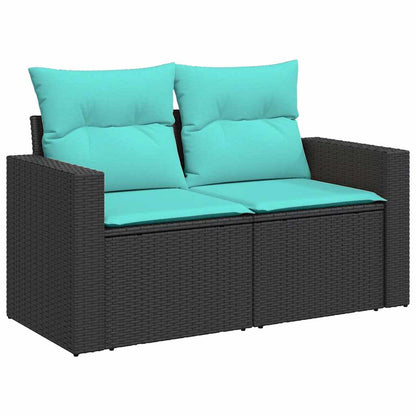 Set Divani da Giardino 10pz con Cuscini in Polyrattan Nero