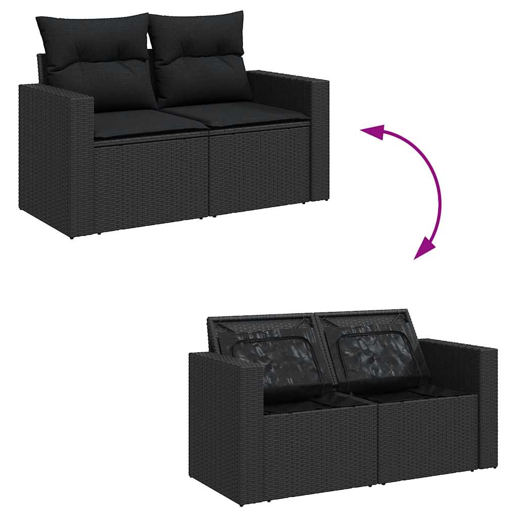 Set Divani da Giardino 11 pz con Cuscini in Polyrattan Nero | homemem39