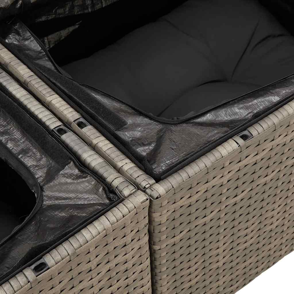 Set Divani da Giardino 11 pz con Cuscini in Polyrattan Grigio