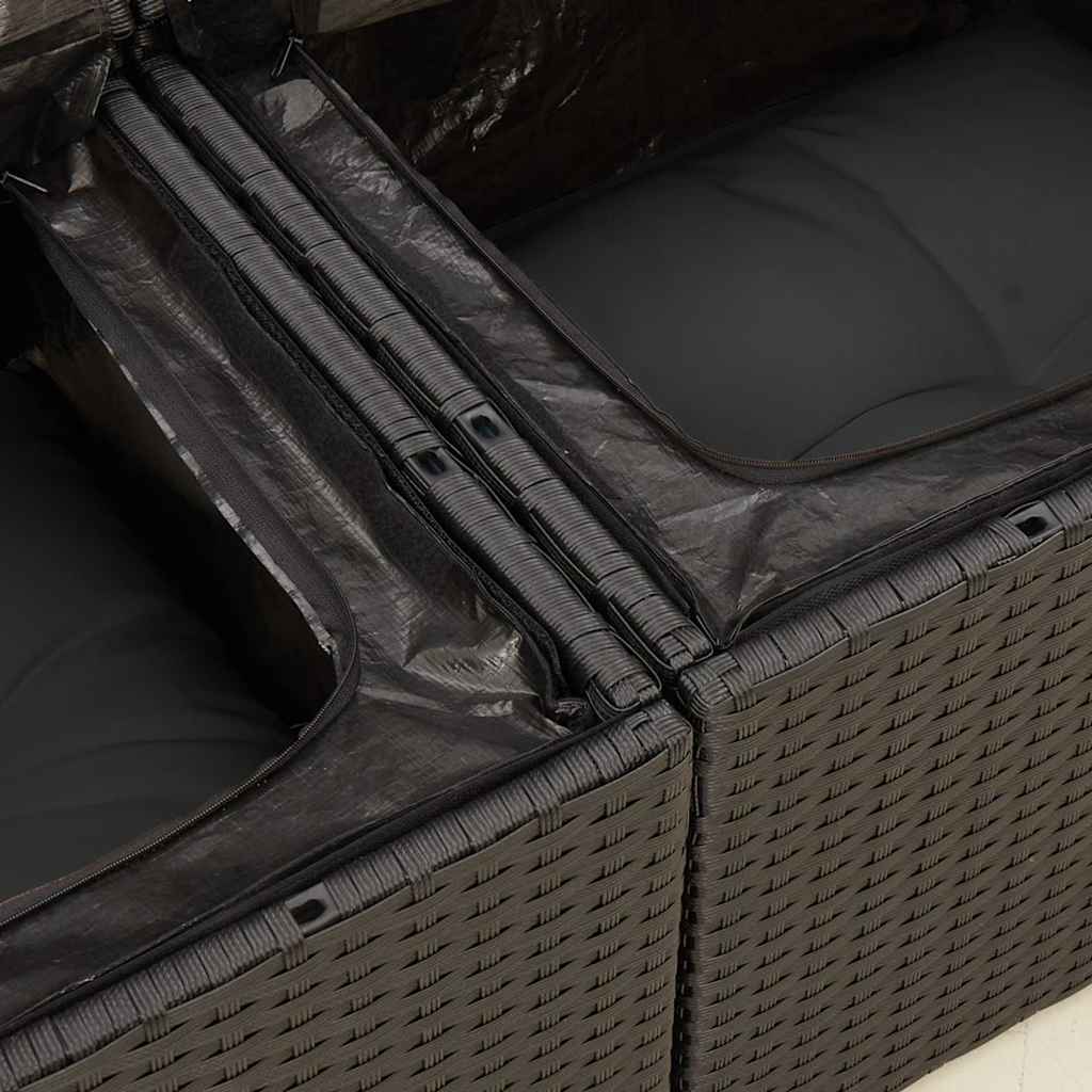 Set Divani da Giardino 5 pz con Cuscini in Polyrattan Nero