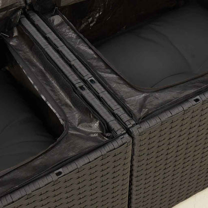 Set Divani da Giardino 5 pz con Cuscini in Polyrattan Nero