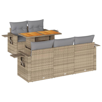 Set Divano da Giardino 6 pz con Cuscini Beige in Polyrattan | homemem39