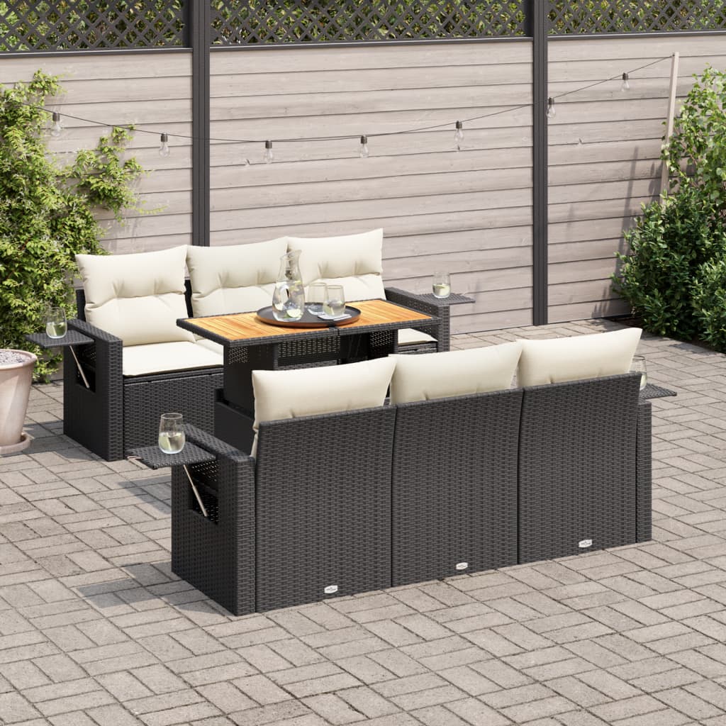Set Divani da Giardino con Cuscini 7pz Nero Polyrattan - homemem39
