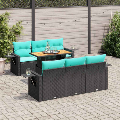 Set Divani da Giardino con Cuscini 7pz Nero Polyrattan | homemem39