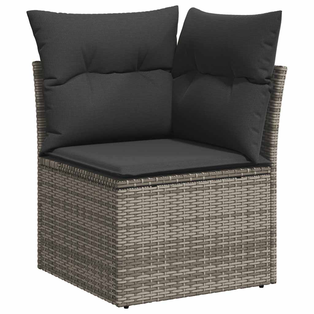 Set Divani da Giardino 7 pz con Cuscini Grigio in Polyrattan | homemem39