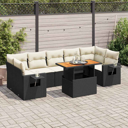 Set Divani da Giardino con Cuscini 8 pz Nero in Polyrattan | homemem39