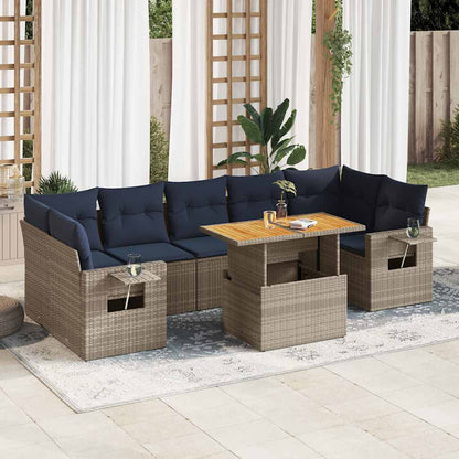 Set Divano da Giardino 8 pz con Cuscini Grigio in Polyrattan | homemem39
