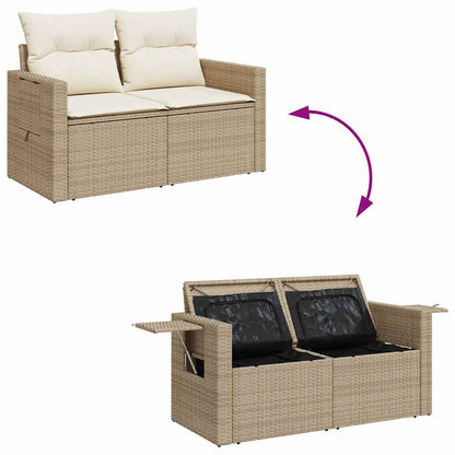 Set Divano da Giardino 9 pz con Cuscini Beige in Polyrattan | homemem39