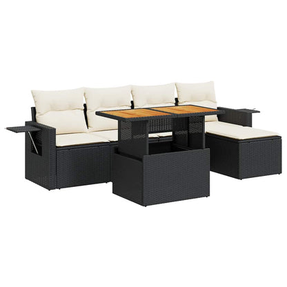Set Divano da Giardino 6 pz con Cuscini Nero in Polyrattan | homemem39