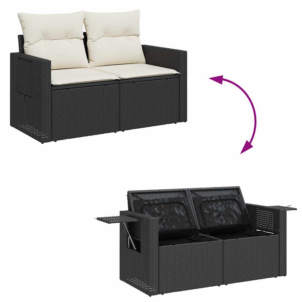 Set Divano da Giardino 6 pz con Cuscini Nero in Polyrattan | homemem39